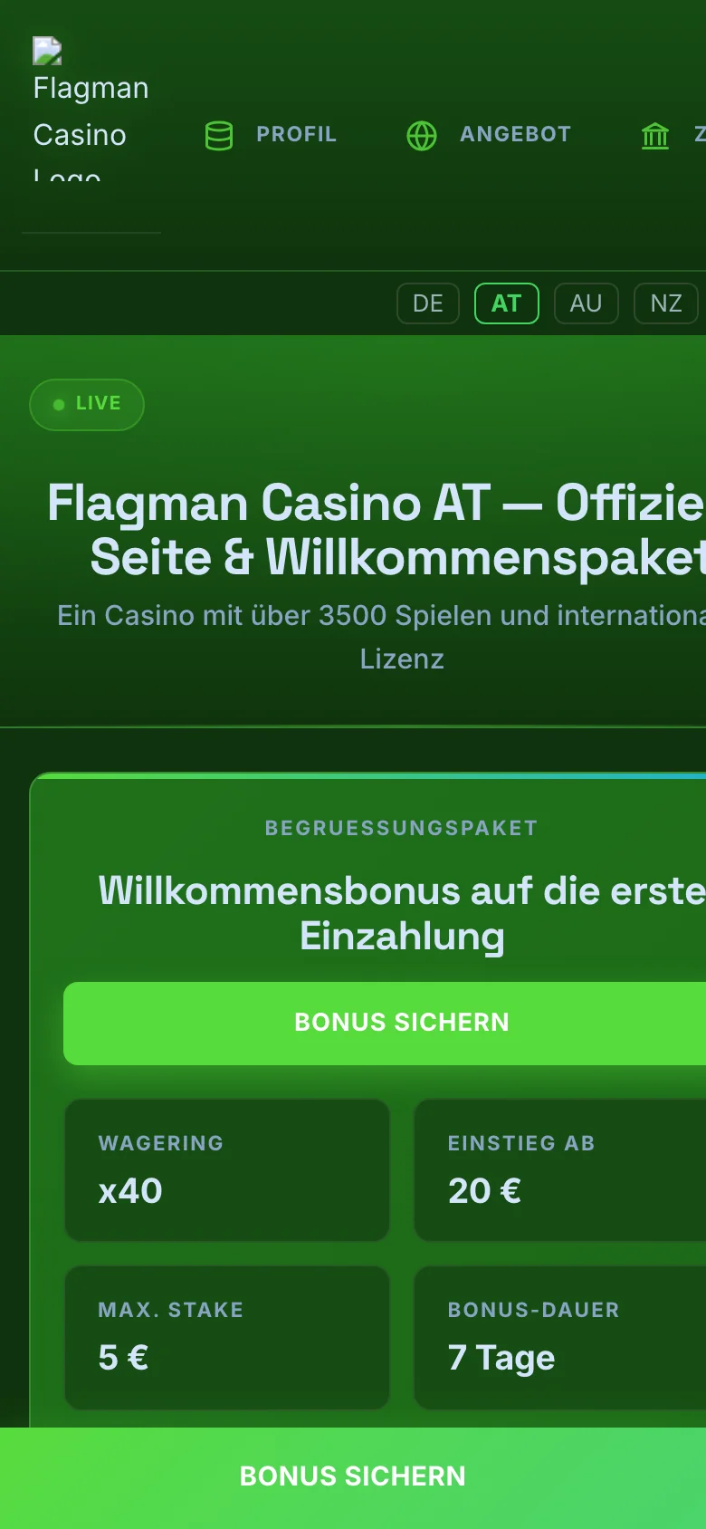 Flagman Casino mobile lobby screenshot