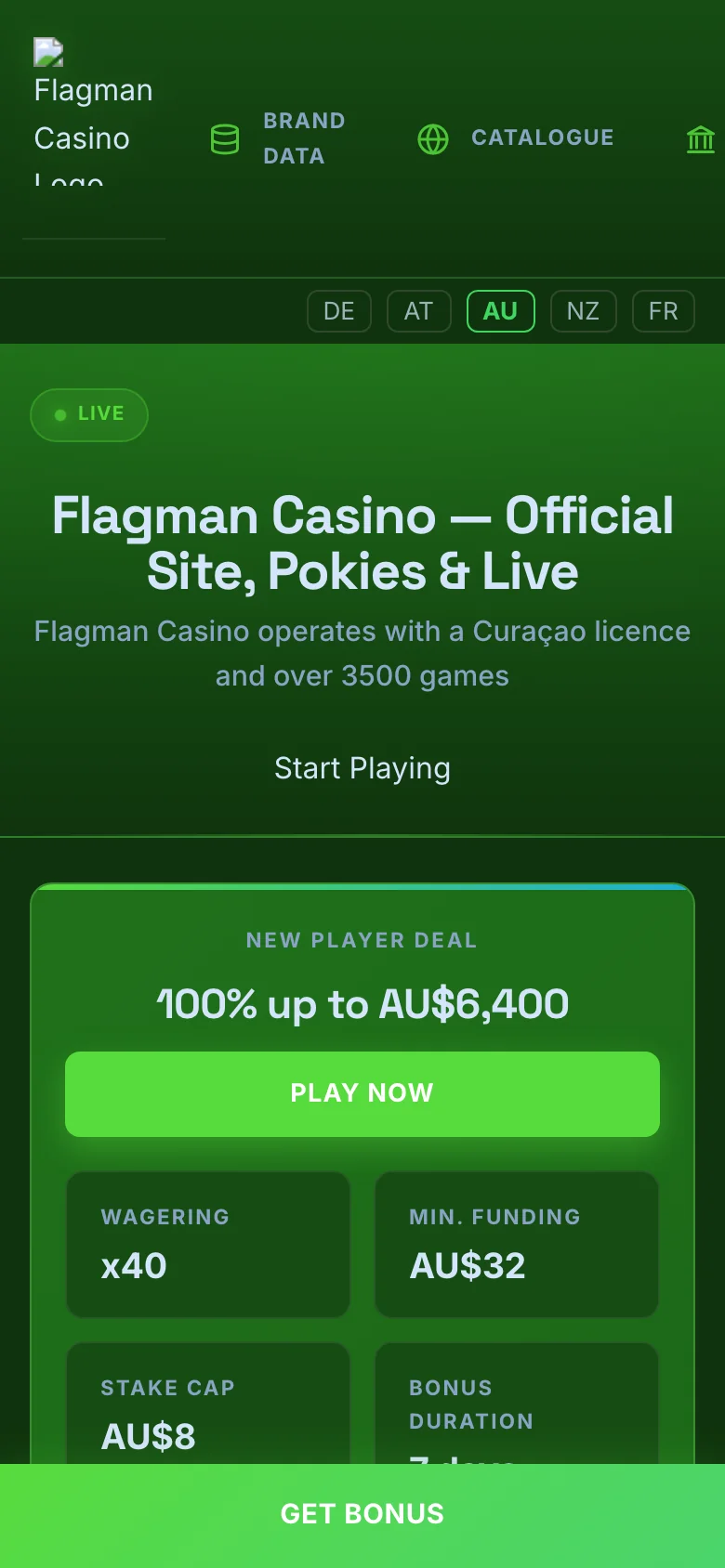Flagman Casino mobile lobby screenshot