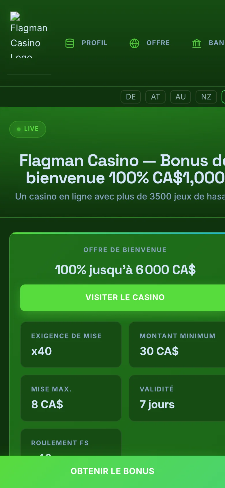 Flagman Casino mobile lobby screenshot
